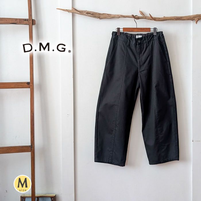 DMG ディーエムジー アーモンドパンツ 綿100% センターライン ステッチ シンチバック ウエストゴム テーパード 日本製 春夏 レディース