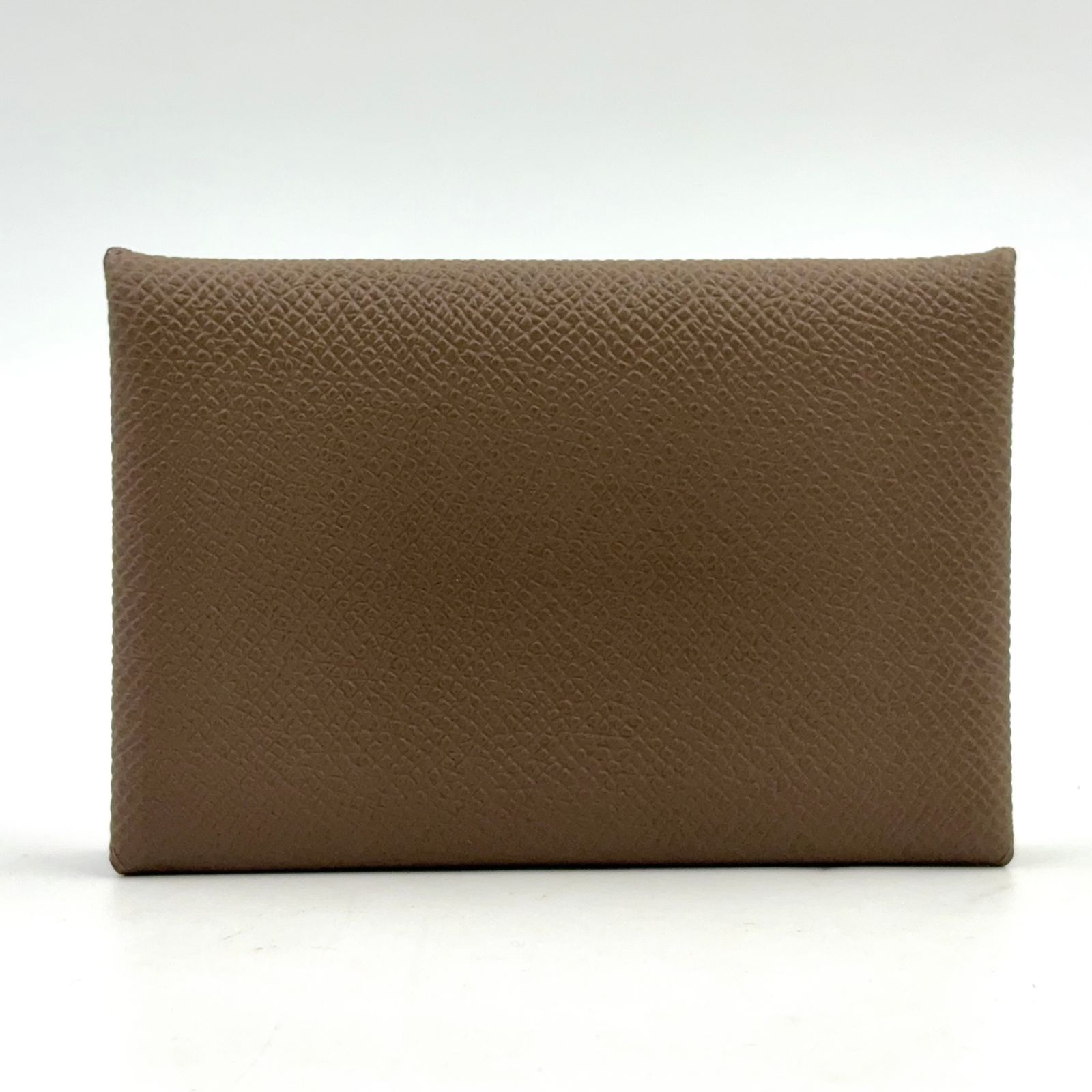 【新着】HERMES カルヴィ デュオ U刻印 レザー グレーベージュ カードケース シルバー