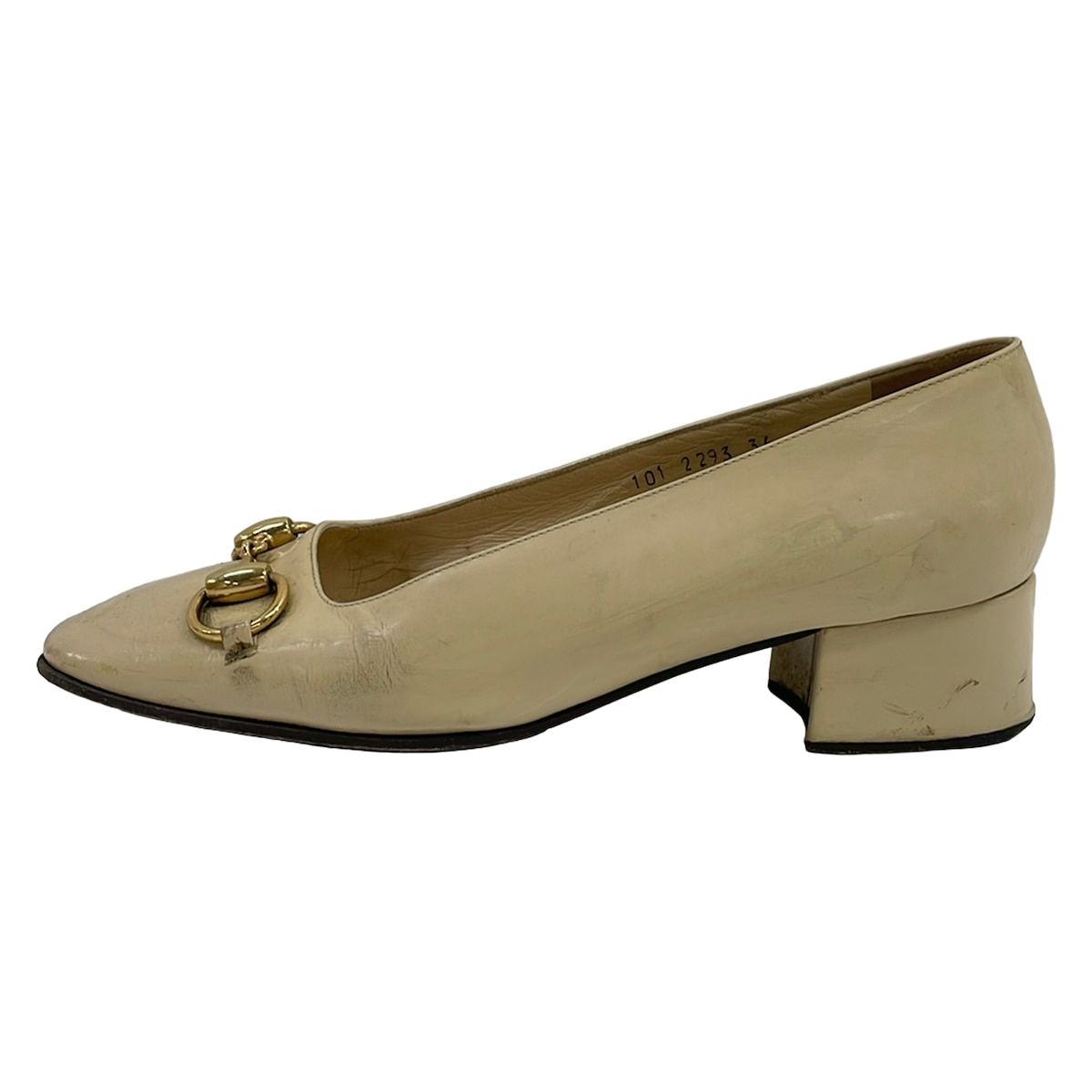 GUCCI(グッチ) パンプス 36 C レディース ホースビット ベージュ レザー