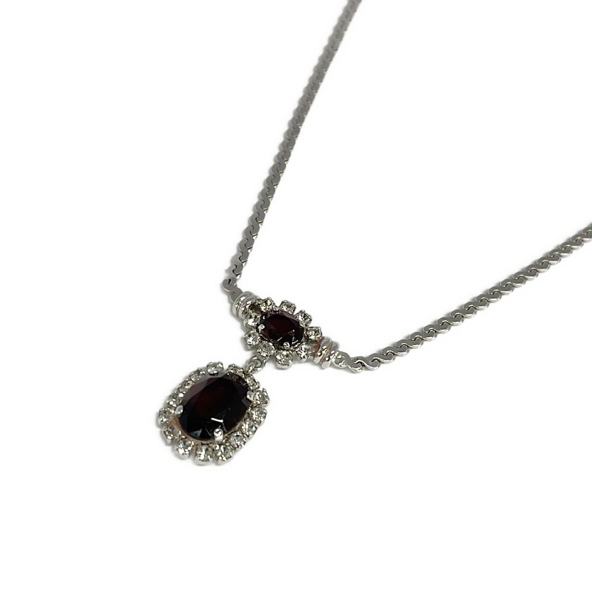 DIOR/ChristianDior(ディオール/クリスチャンディオール) ネックレス美品 - シルバー×レッド