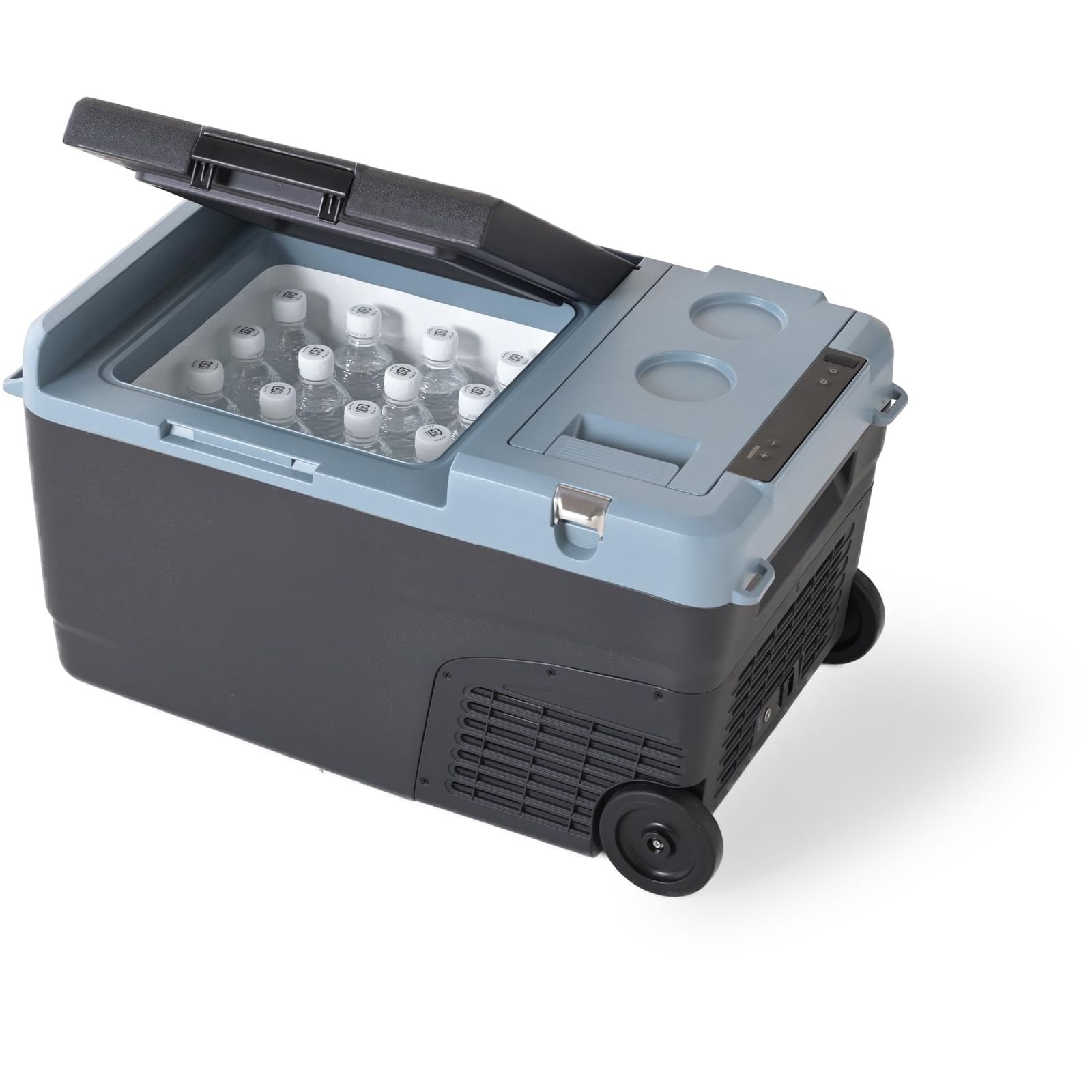 山善 ELEIN ポータブル保冷温庫 ポータブル冷蔵庫 車載冷蔵庫 25L (AC/DC/バッテリー 3WAY電源) -18℃~60℃ 車載 冷蔵庫 冷凍庫 小型 クーラーボックス 保温機能付き ソーラーパネル接続可能 キャスター付き ブルー 88a53e4f