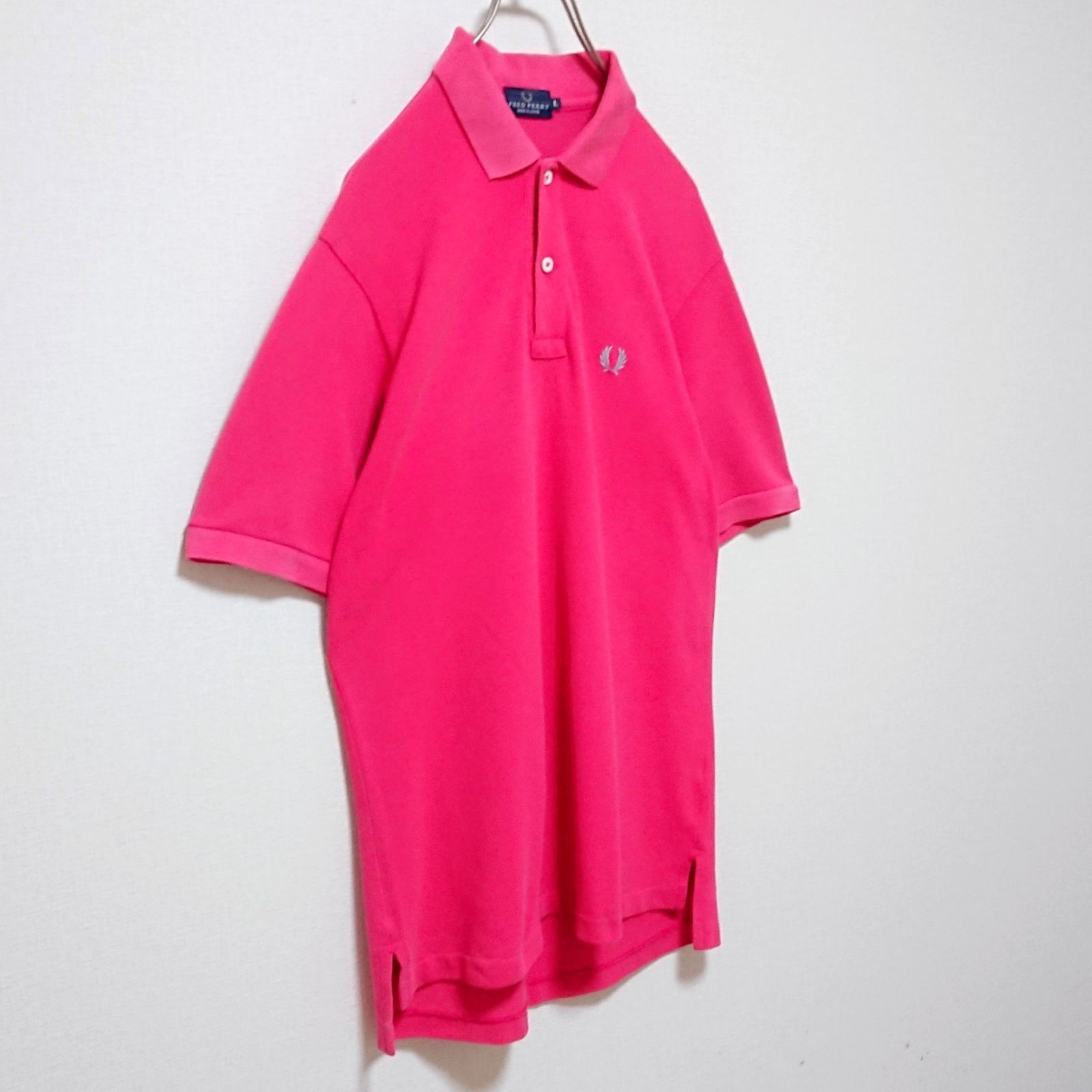 FRED PERRY フレッドペリー 刺繍 ロゴ 鹿の子 ピンク ポロシャツ