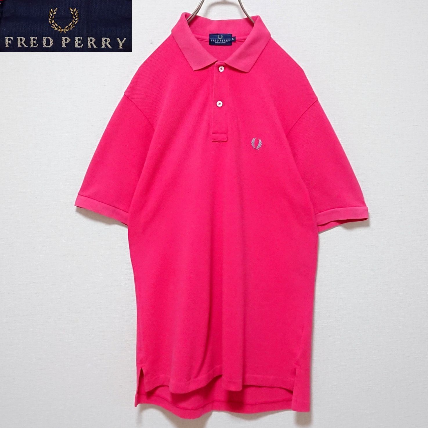 FRED PERRY フレッドペリー 刺繍 ロゴ 鹿の子 ピンク ポロシャツ