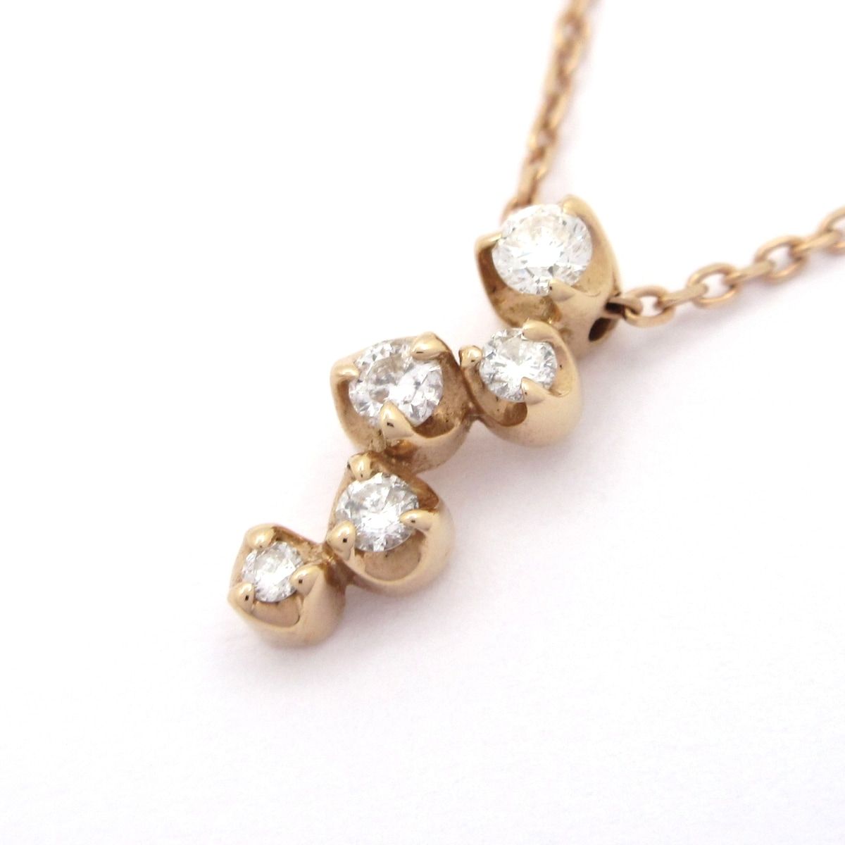 4℃(ヨンドシー) ネックレス美品 - K18PG×ダイヤモンド 5Pダイヤ/約0.13ct/総重量：1.8g