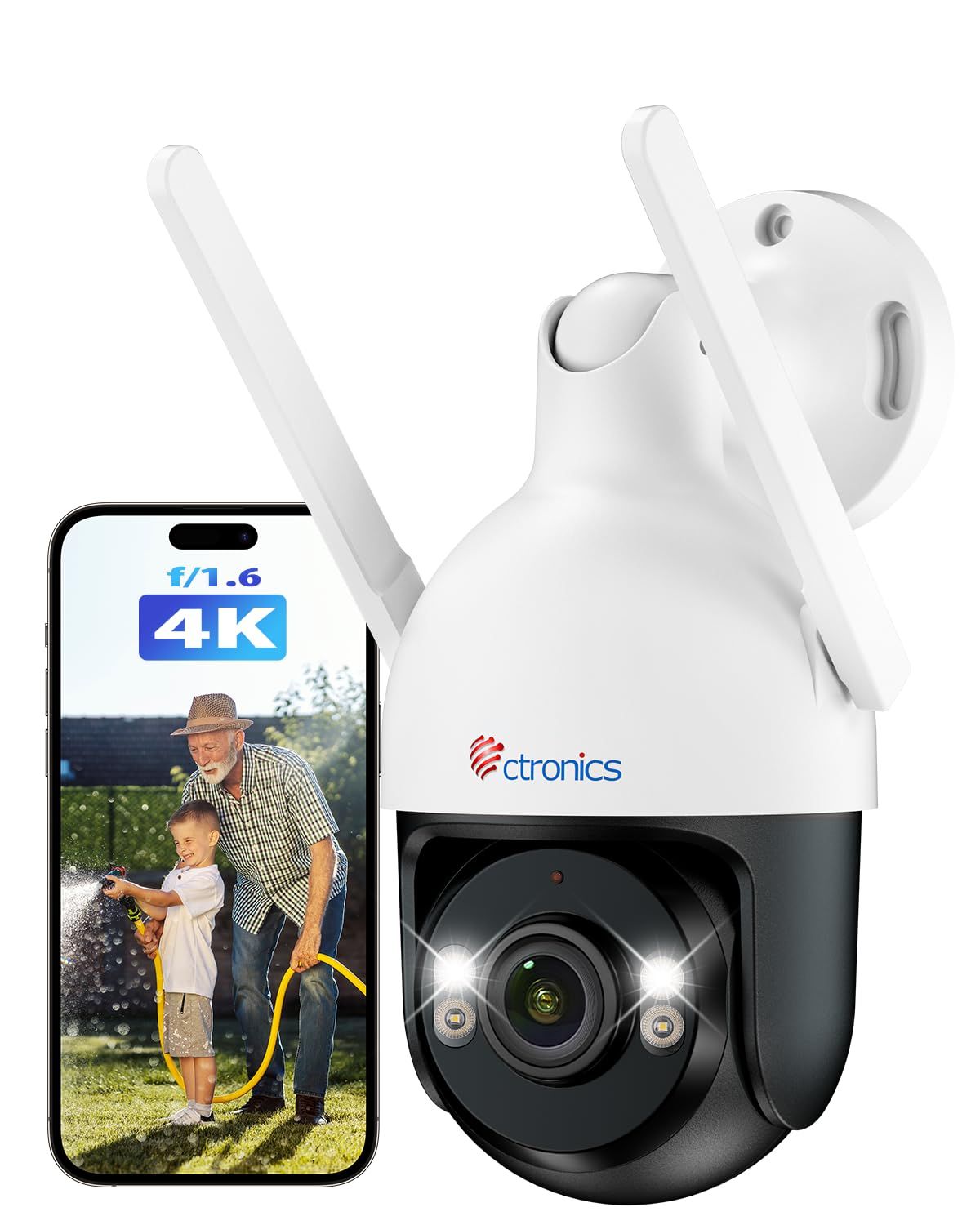 【金属製】Ctronics 防犯カメラ 屋外 4K UHD AI人/車検知 自動追尾 5GHz Wi-Fi カラー暗視30m プリセット機能 FTP/ONVIF/NVR 256GB TFカード対応 スマホ/PC対応 IP67 監視カメラ 24 dca50b91