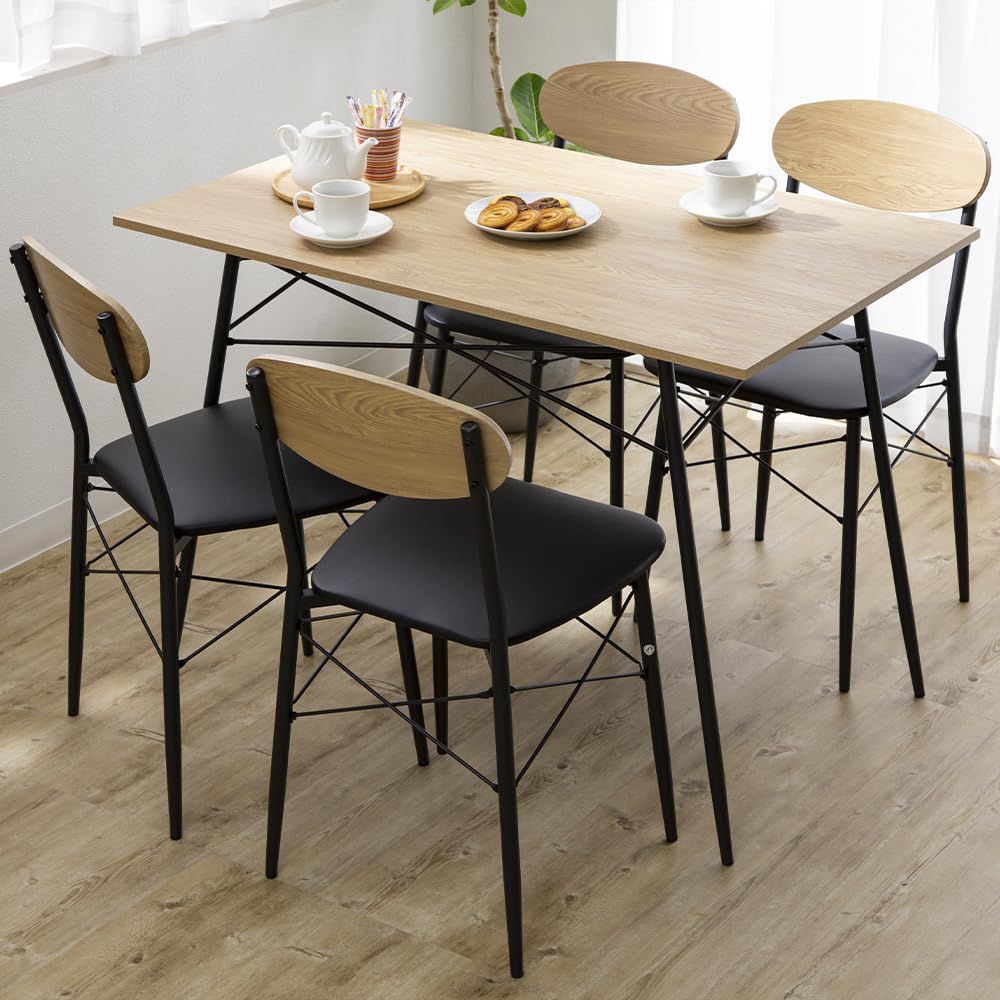 オーク ヴィンテージデザイン おしゃれ STDSET-5 (テーブル×1、チェア×4) スチール 幅:110cm セット 北欧 リビングテーブル ダイニングテーブル 5点セット ダイニングテーブルセット アイリスプラザ