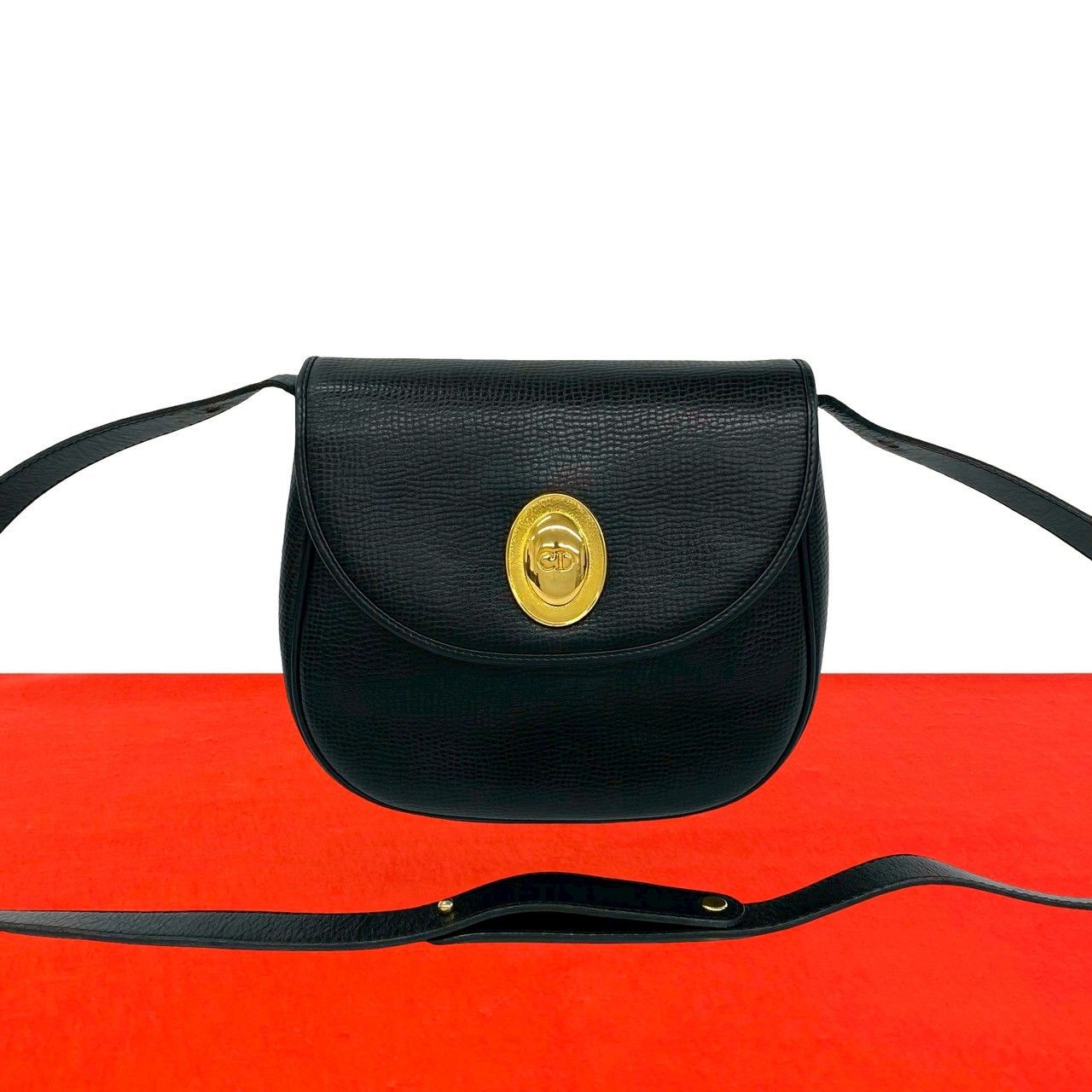 極 美品 Christian Dior クリスチャン ディオール CD ロゴ金具 レザー