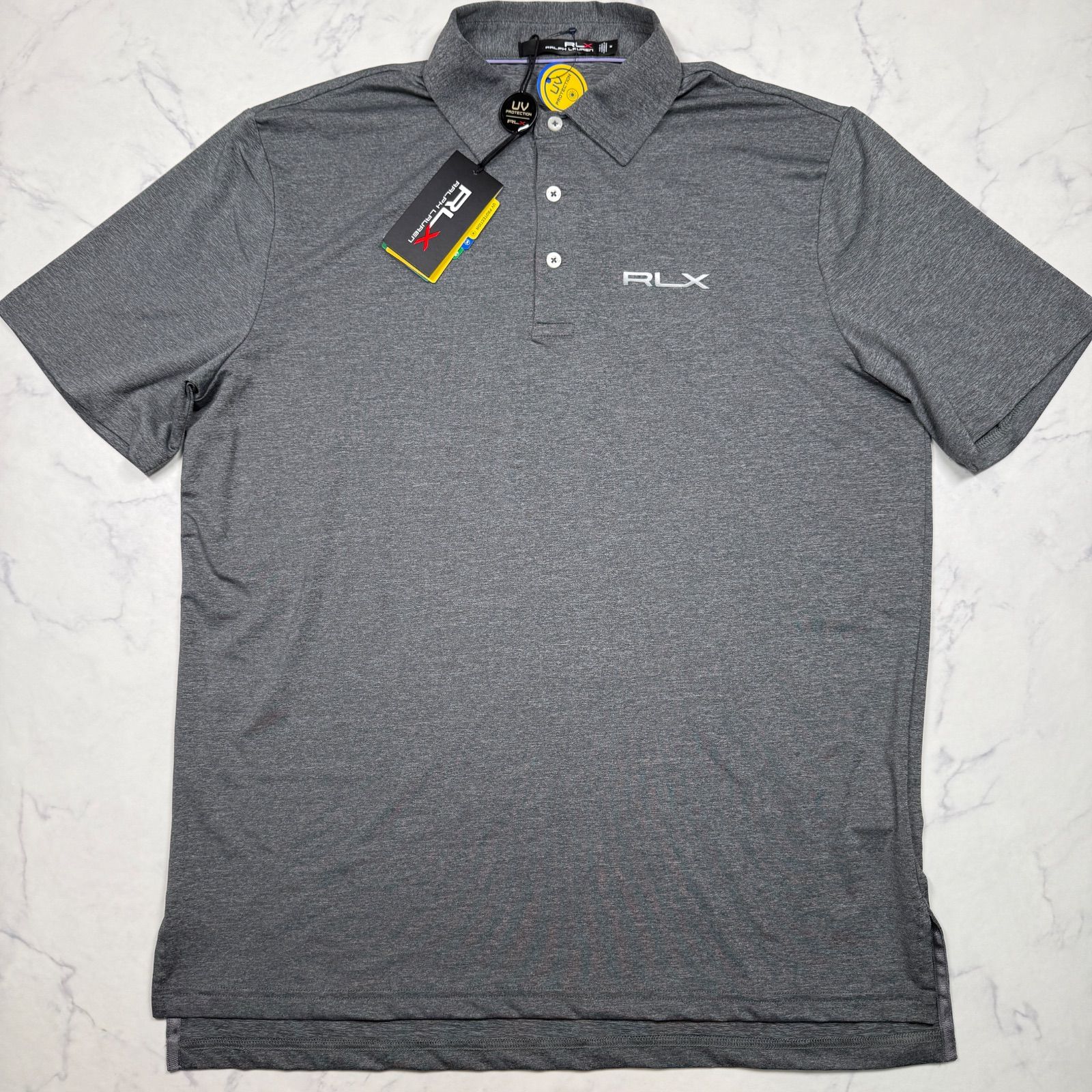 新品タグ付き RLX Ralph Lauren ゴルフ ポロシャツ メンズL相当 グレー US M UVカット