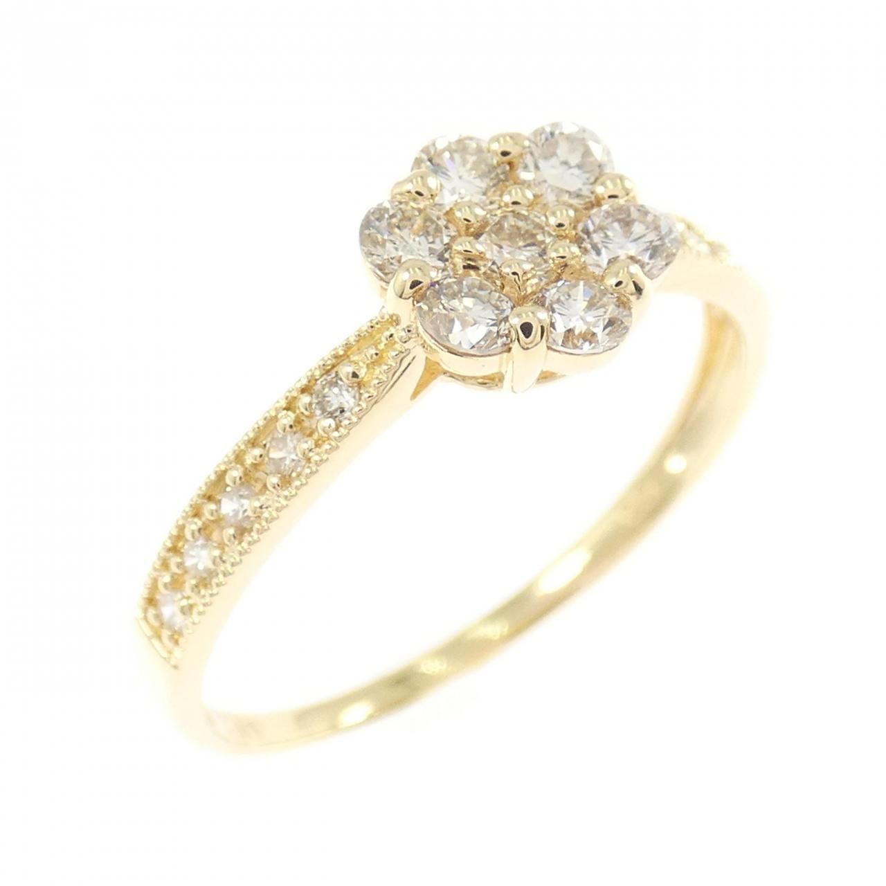 K18YG フラワー ダイヤモンド リング 0.50CT