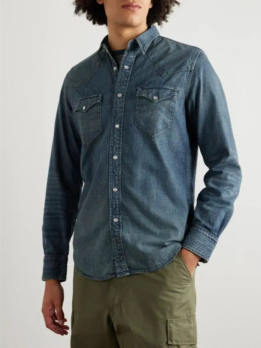 RRL デニム インディゴ ウエスタンシャツ L
