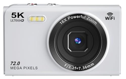 ★新品★デジカメ5K スマホに送れる デジタルカメラ WIFI転送機能 7200万画素 64GBマイクロSDカード付き オートフォーカス機能 16倍デジタルズーム LEDライト ウェブカメラ 2.8インチデイスプレイ バッテリー2枚付属 子供 7f22ed0d