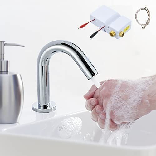 ★新品★自動水栓 センサー水栓 単水栓 一体型 自動赤外線検知 自動蛇口 電池式 簡単で便利 非接触式 洗面蛇口 洗面所 浴室 トイレ 洗面台 病院 学校 日本語の取り扱い説明書付き (単水栓-HI19A（冷水）) 1810fbcd