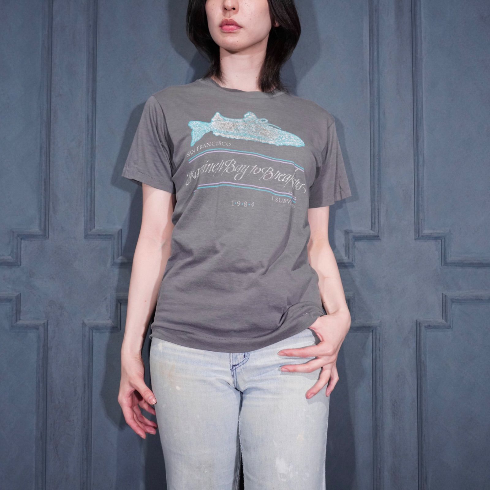 80's USA VINTAGE SCREEN STARS BAY TO BREAKERS FADED PRINT DESIGN T SHIRT/80年代アメリカ古着フェードデザインTシャツ