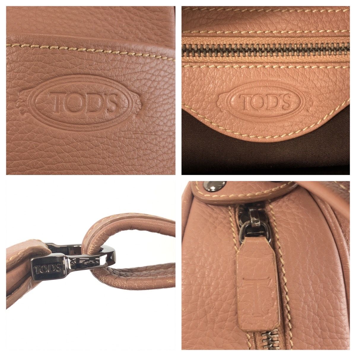 トッズ　ピンクレザーショルダーバッグ TOD'S トッズ ピンク ダスティーピンク シルバー金具 レザー