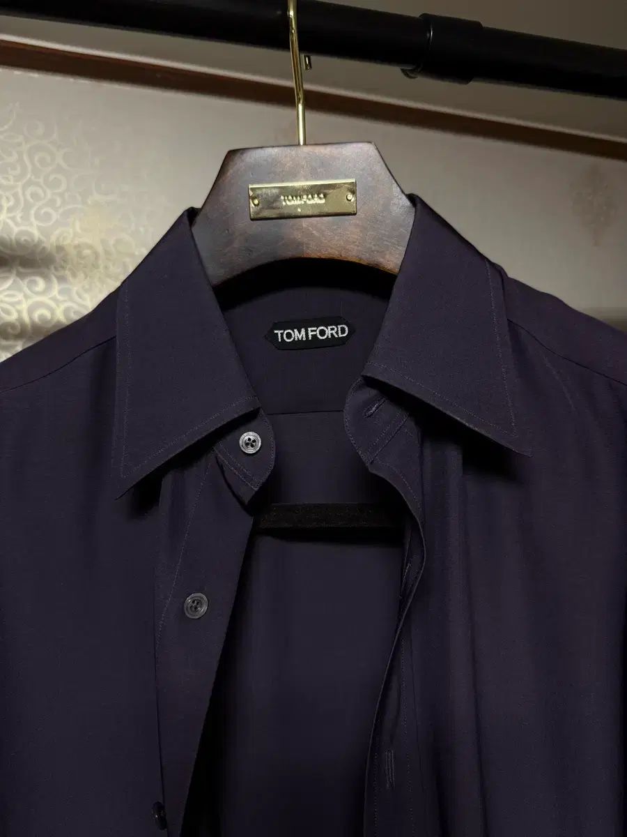 TOM FORD トムフォード シルク バイオレット シャツ (サイズ 52)