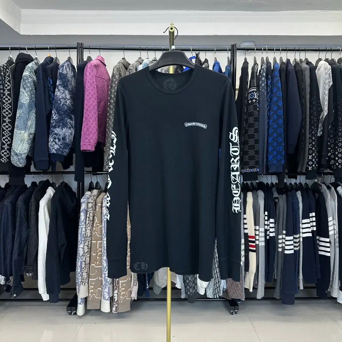 (XXL) クロムハーツ ワッフル ロングスリーブ ブラック