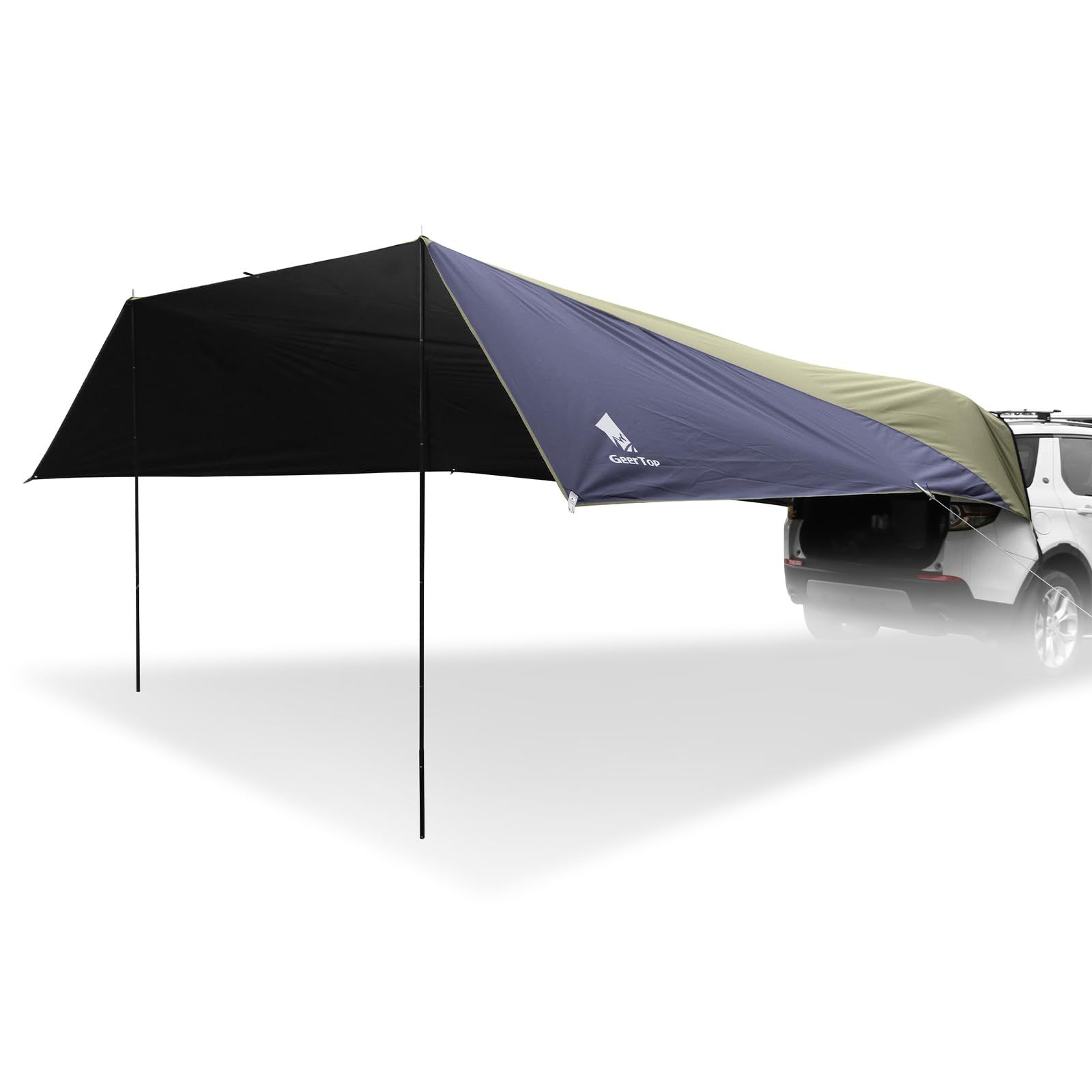 Geer Top カーサイドタープ リアゲートタープ 大型 20? UPF50+ 遮光 車用 UVカット 遮熱 断熱 日よけ 防水 簡単設営 アウトドア ファミリー キャンプ 車中泊 ツーリング ポール付きpms 32c07b7e