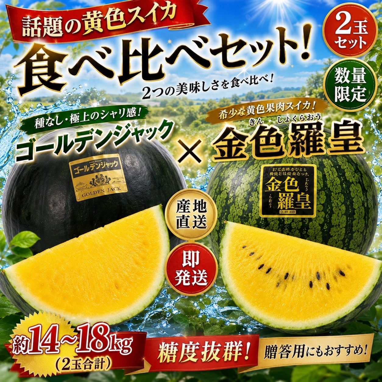 話題の黄色スイカ 食べ比べセット 産地直送 - メルカリ
