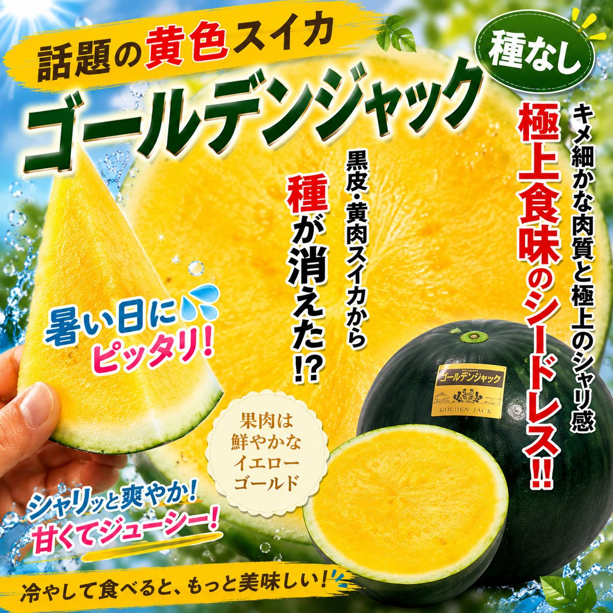 即発送　黄色スイカ 食べ比べセット ゴールデンジャック 金色羅皇 話題の黄色スイカ 食べ比べセット 産地直送 - メルカリ