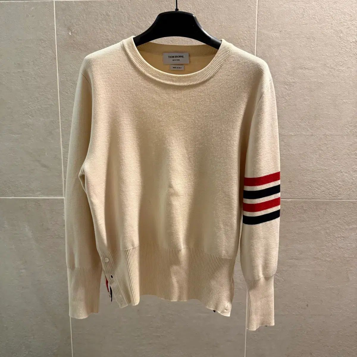 THOM BROWNE ミラノ　ステッチニット トムブラウン 斜めボーダー 袖ストライプ ミラノステッチ ニット 正規