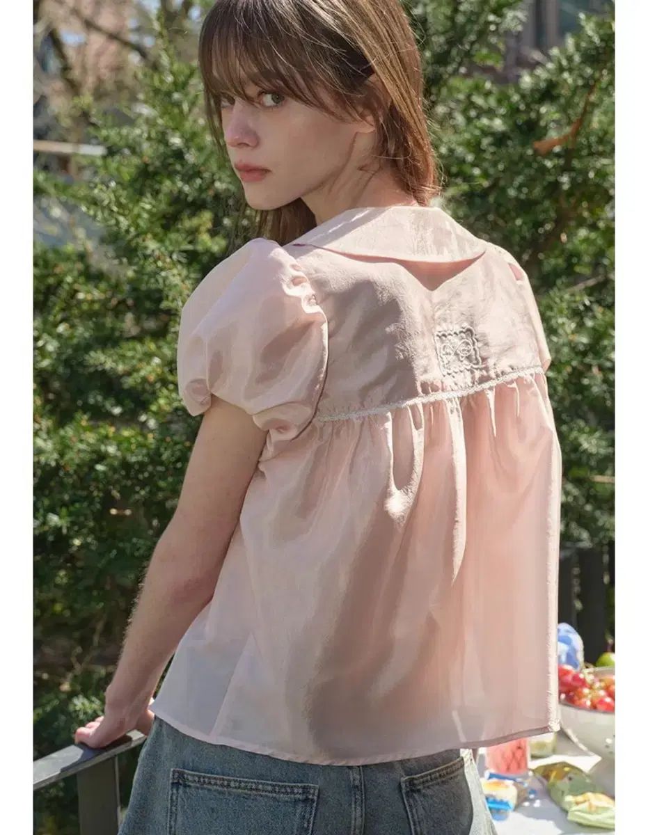マーガリンフィンガーズ SHEER PUFF BLOUSE ピーチ