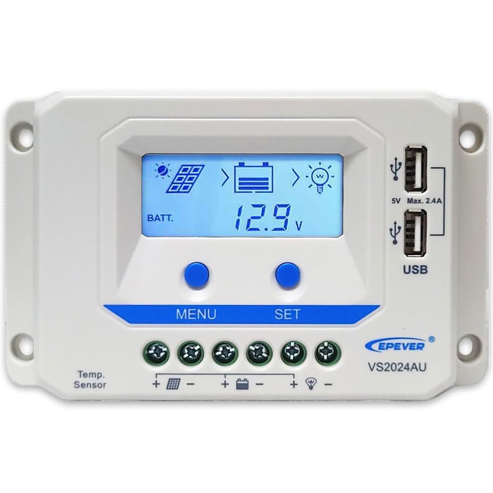 ★新品★20A ソーラー チャージコントローラー VS2024AU EPEVER 12V/24V自動認識 USB 2ポート 液晶ディスプレイ 電圧自動調整 保護システム 充放電 日本語説明書付 9a8b05bc