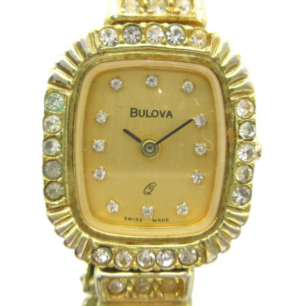 ブローバ BULOVA 腕時計 ウォッチ クォーツ ラインストーン ゴールド