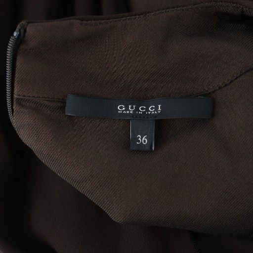 グッチ GUCCI ミドルワンピース ノースリーブ ロゴ 36 XS 茶 ブラウン