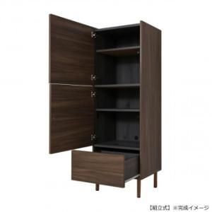 【新品・4営業日で発送】タカシン家具工業 日本製組立家具 収納キャビネット ハイタイプ リビング収納 ウォールナット 木目 co-bs-1550th-wn (2337367)