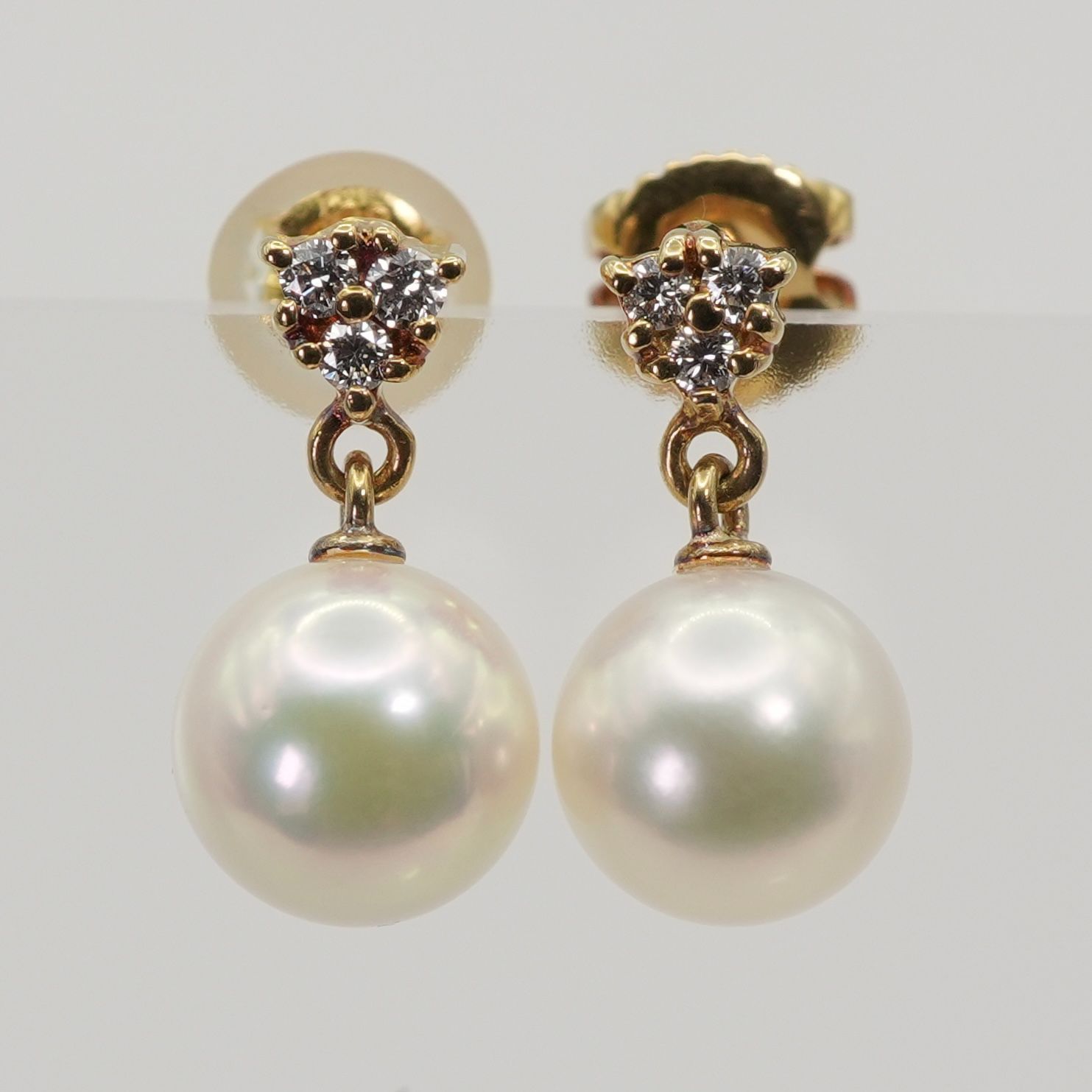 ミキモト パール×ダイヤモンド K18 ピアス アコヤ真珠/25-2452
