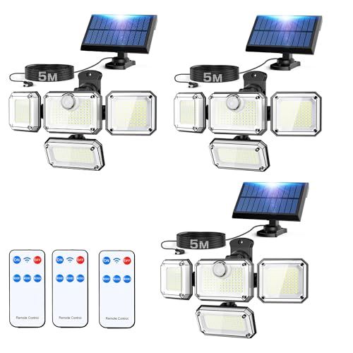 ソーラーライト 屋外 人感センサー 防水 極高輝度 センサーライト【333LED 3000ルーメン 4面発光 分離型】IP65防水 電気代0 設置簡単 3つ知能モード 360°角度調整可能 2400mAh大容量電池 防犯 自動点灯/消灯 ガー f27e2fbe