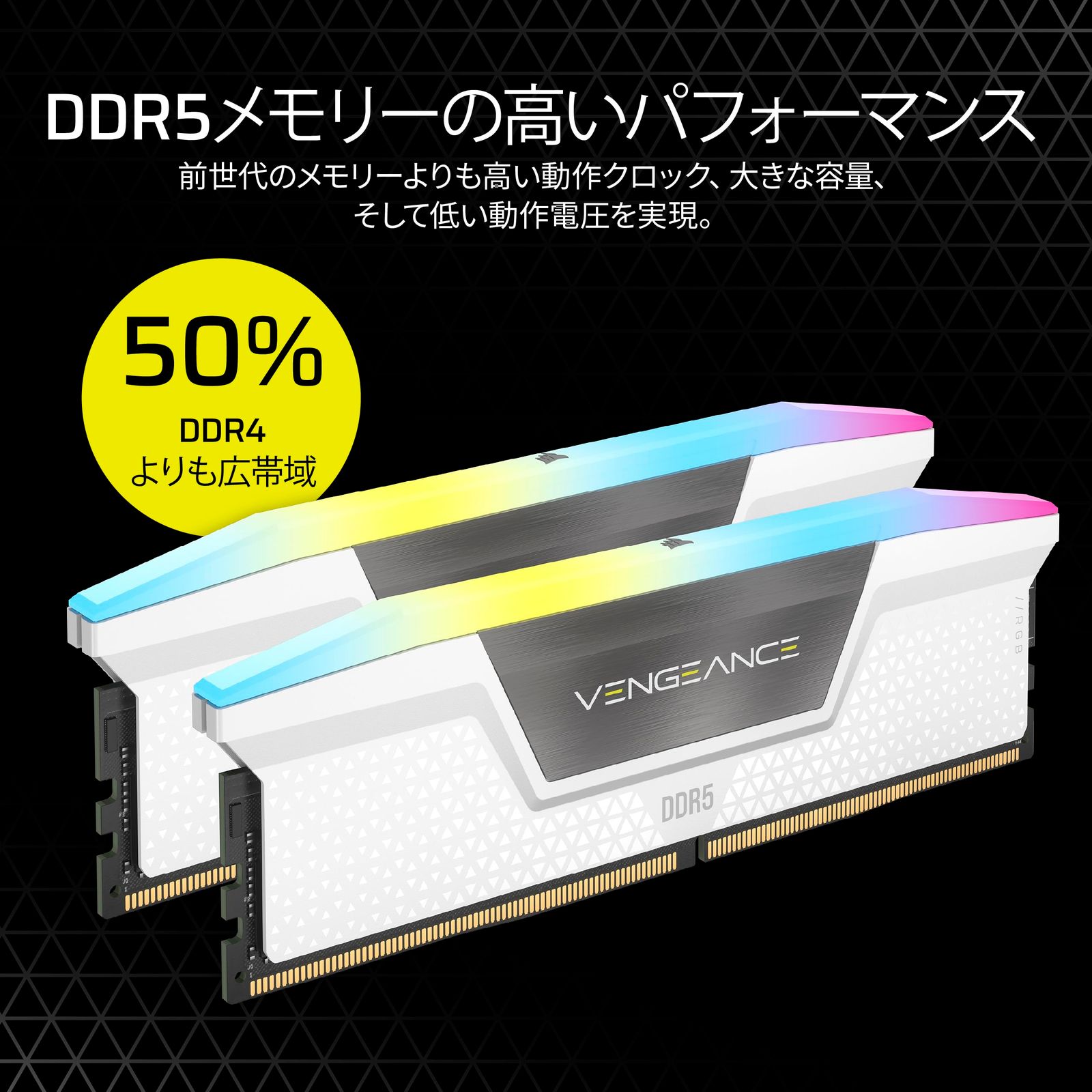 CORSAIR VENGEANCE RGB DDR5 32GB(16GBx2) 6000MHz ホワイト - メルカリ