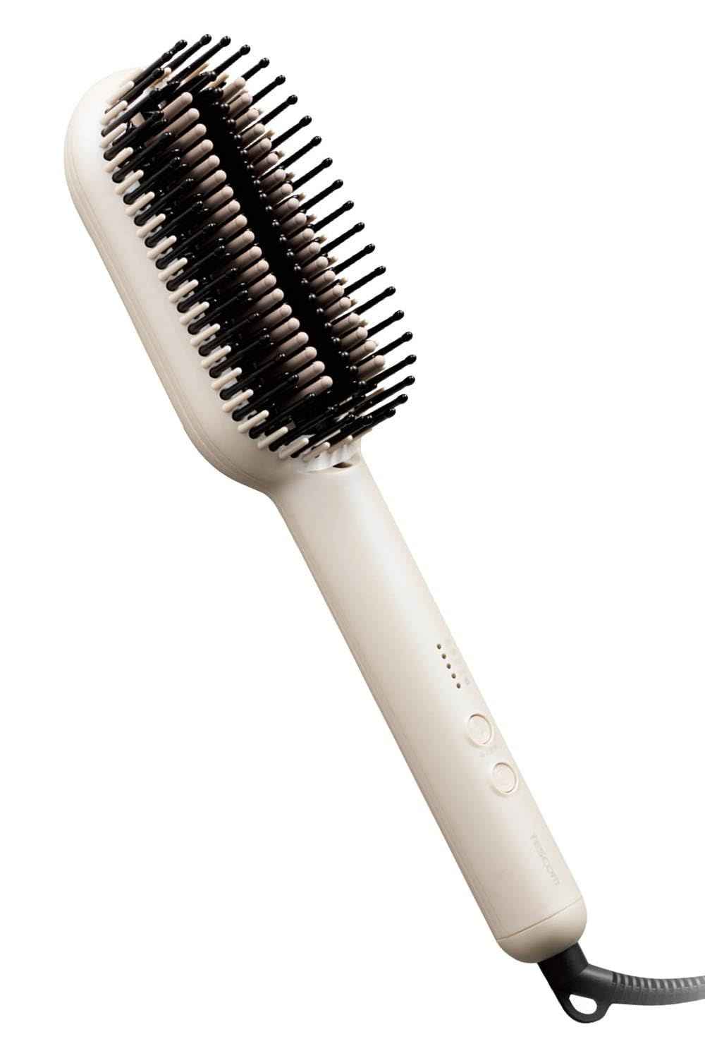 テスコム (TESCOM) ヘアアイロン ブラシアイロン マイナスイオン [セミロング～ロング] 4段階 温度調整/ロック/メモリー機能 海外対応 自動OFF ラク抜きプラグ ホワイト TB560A-W [セミロング～ロング]