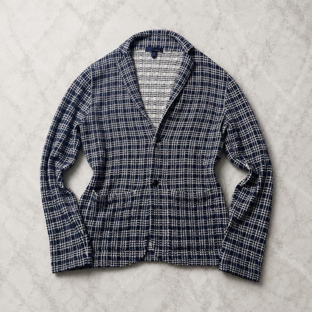 4267 LARDINI ラルディーニ チェック柄 ニットジャケット S イタリア製