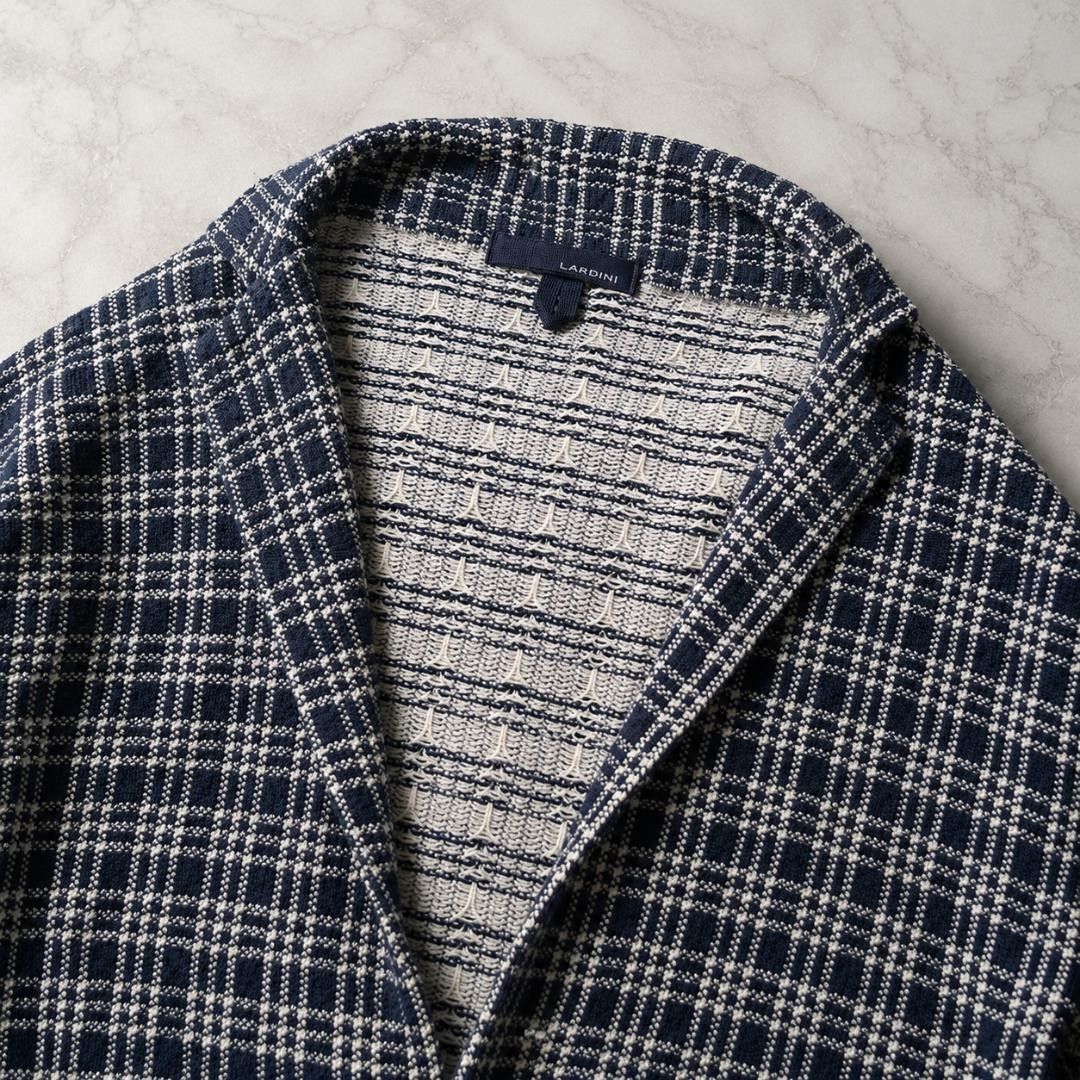 4267 LARDINI ラルディーニ チェック柄 ニットジャケット S イタリア製