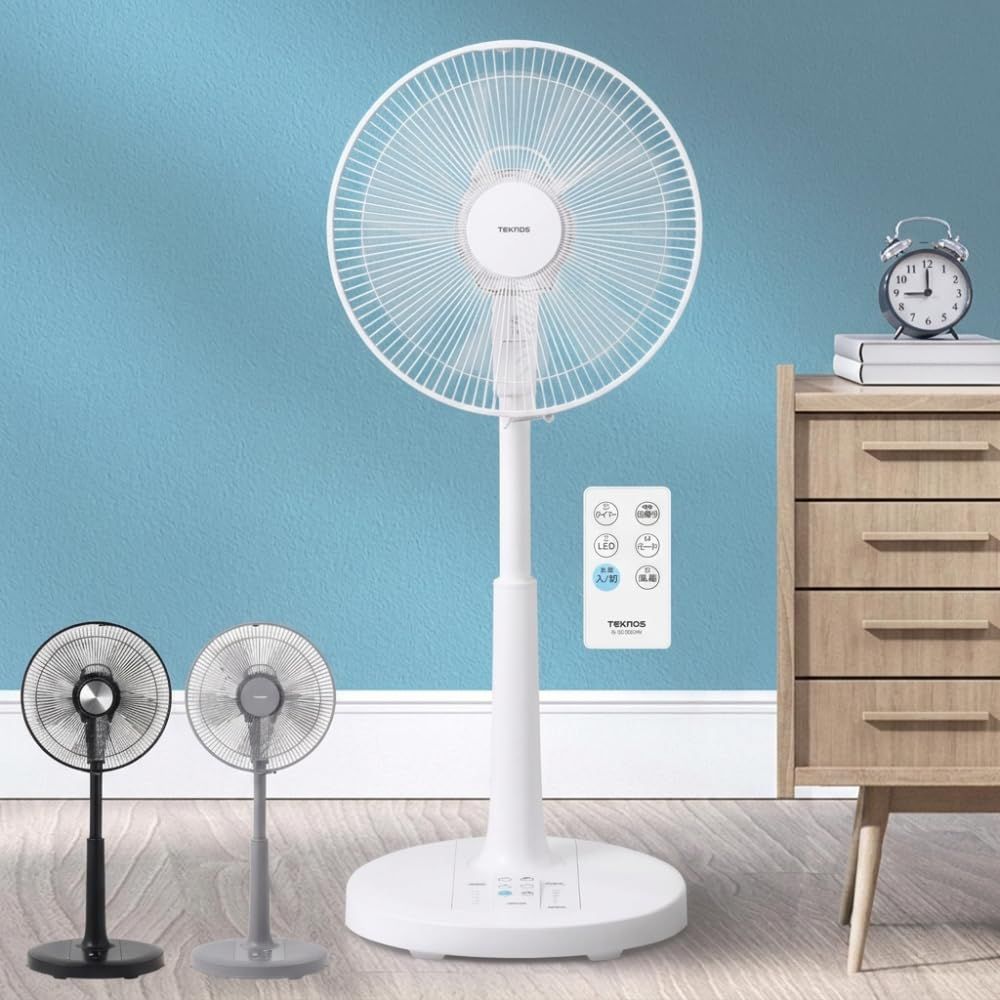 扇風機 dcモーター 静音 【 30cm 5枚羽根 高さ調整 68～87cm 風量6段階 】 リビング扇風機 dc リモコン付き 入切タイマー サーキュレーター 首振り サーキュレーター 換気 1年 TEKNOS (1個, ホワイト)pms ff2661f2