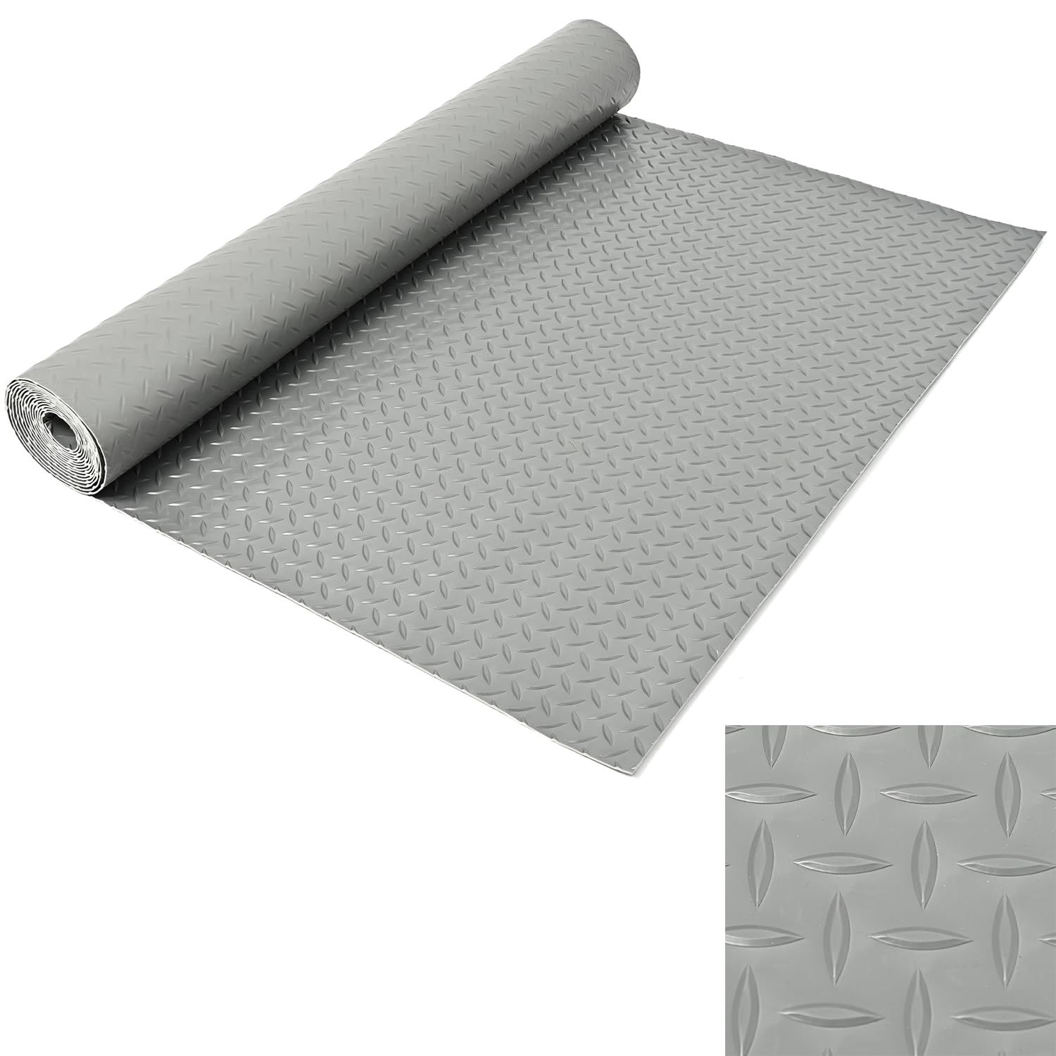 Rikopin(リコピン) ガレージマット 幅 1m 長さ5m 厚さ 3mm 床 ゴム 屋外 車 バイク 光沢 (グレー)pms cbe9432c