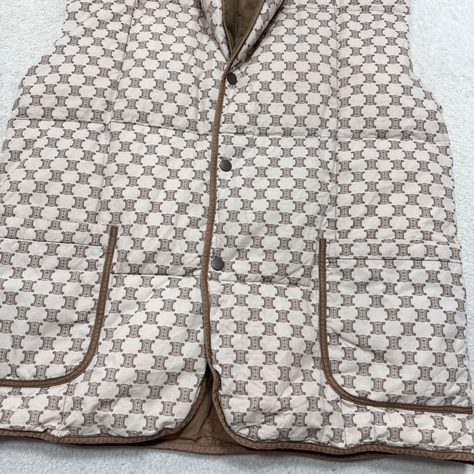 CELINE セリーヌ マカダム柄 ダウンベスト 羽織り 総柄 ブラウン