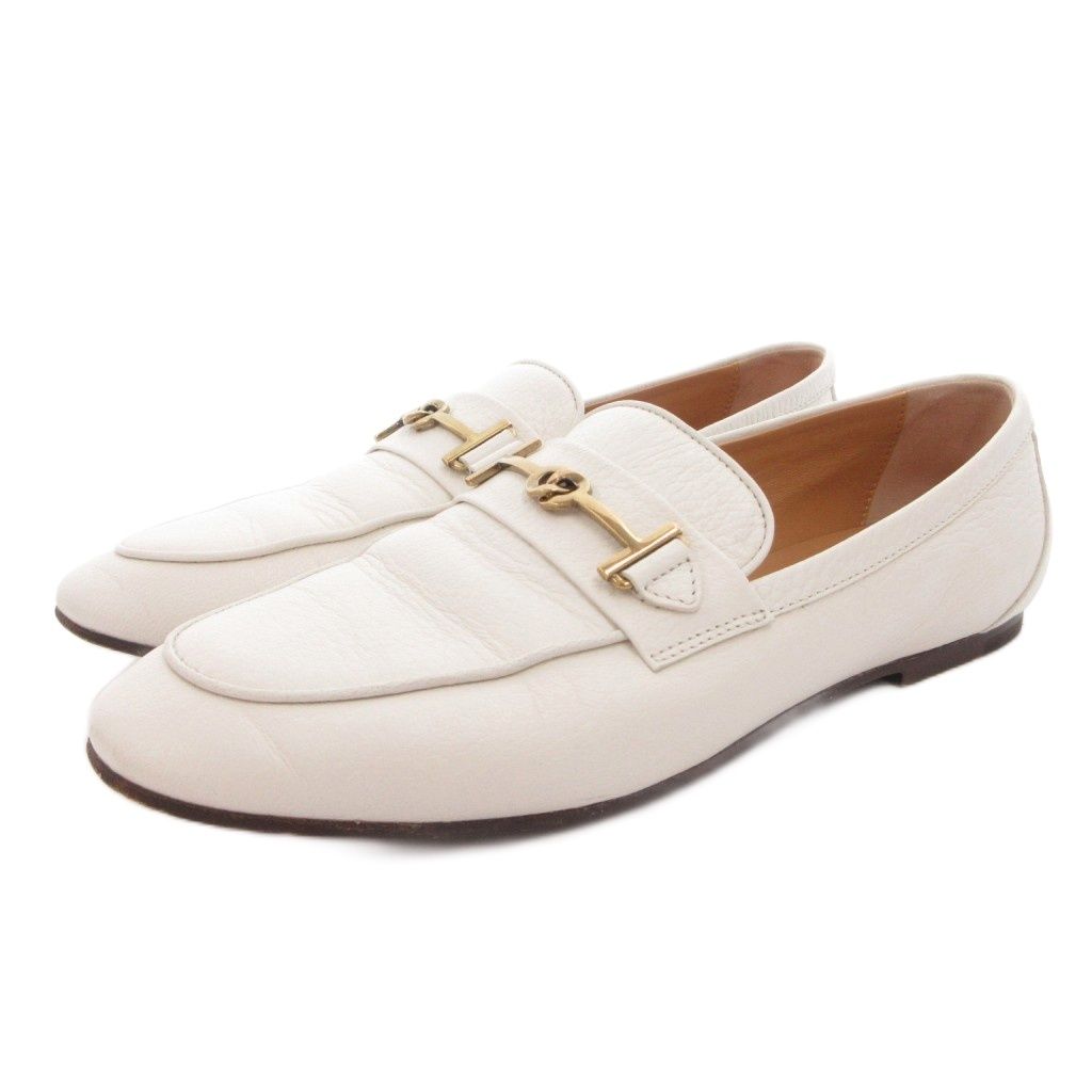 トッズ TOD'S ビットローファー スリッポン レザー シューズ 39 白