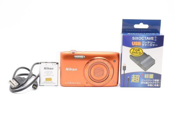 極美品｜Nikon COOLPIX S3500 デジタルカメラ アプリコットオレンジ