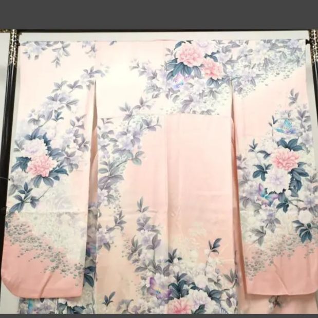 振袖 フルセット 落款 ピンク 写真家・秋山庄太郎 花柄 草花文 正絹