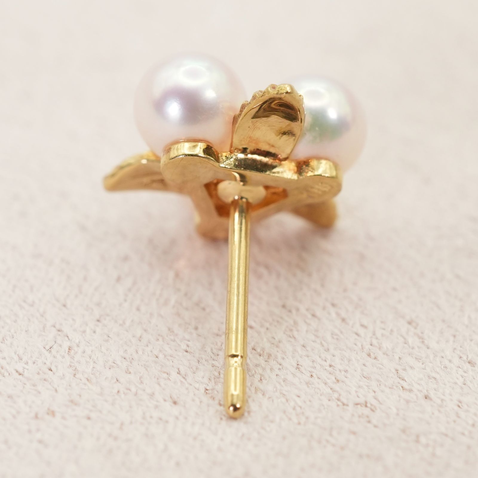 ミキモト 片耳 K18 アコヤ真珠 ピアス ベビーパール リーフ/24-2564