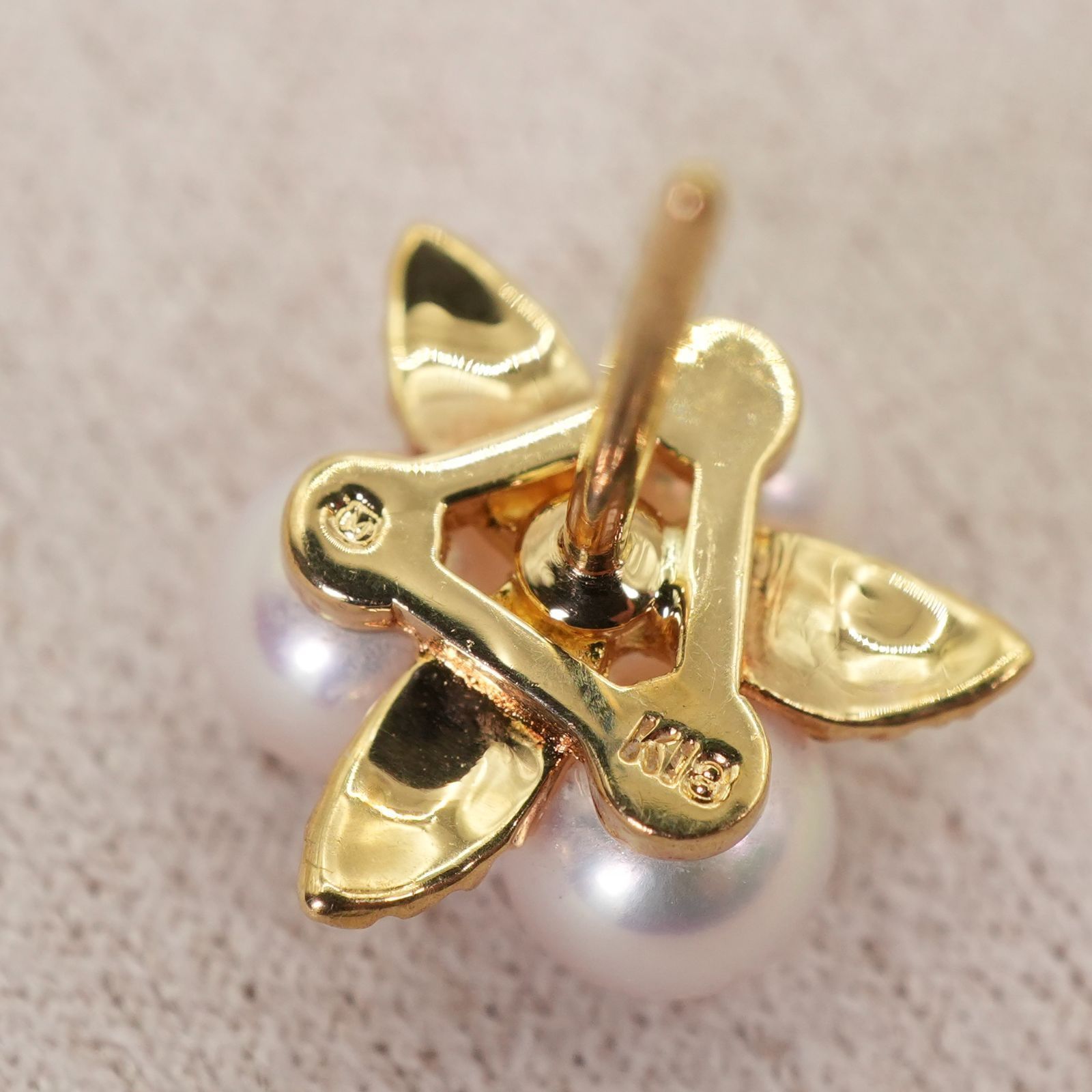 ミキモト 片耳 K18 アコヤ真珠 ピアス ベビーパール リーフ/24-2564