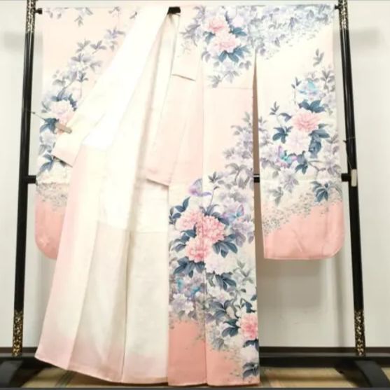 振袖 フルセット 落款 ピンク 写真家・秋山庄太郎 花柄 草花文 正絹