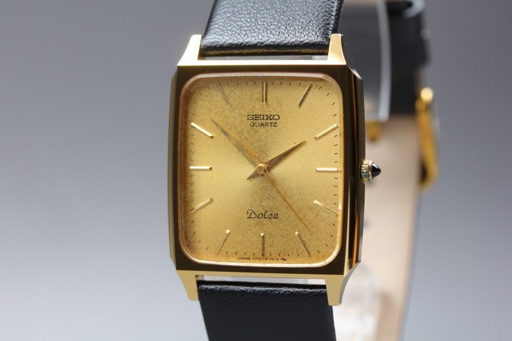 稼働品】 SEIKO ドルチェ 7731-5110 ゴールド レクタンギュラー