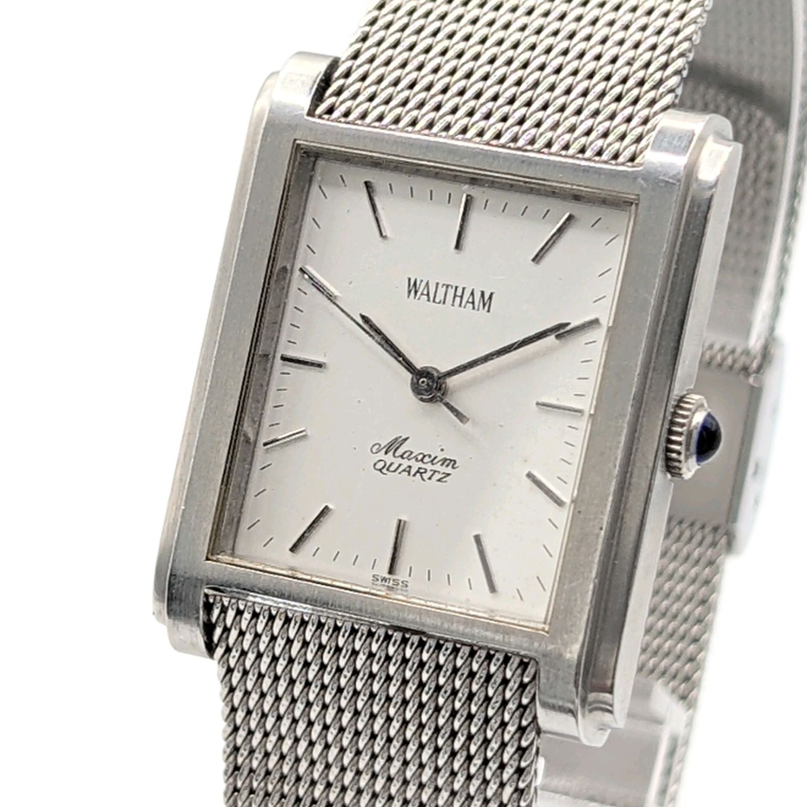 WALTHAM 2101120 Watch Quartz Ladies Silver Square Stones Y2K 00S