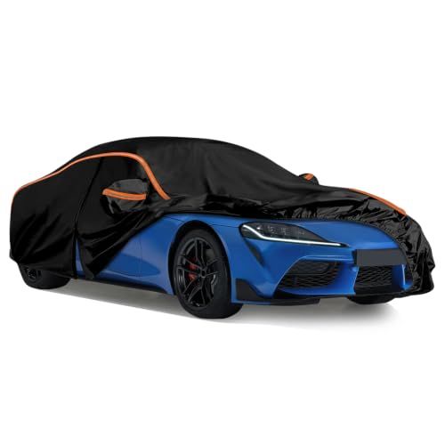 車カバー トヨタ適合 GRスープラ DB型 A90 A91 ボディーカバー 裏起毛 防水 防塵 UVカット 黄砂 雨雪対策 凍結防止 防風ロープ付 (ブラック)as ab0a00f4