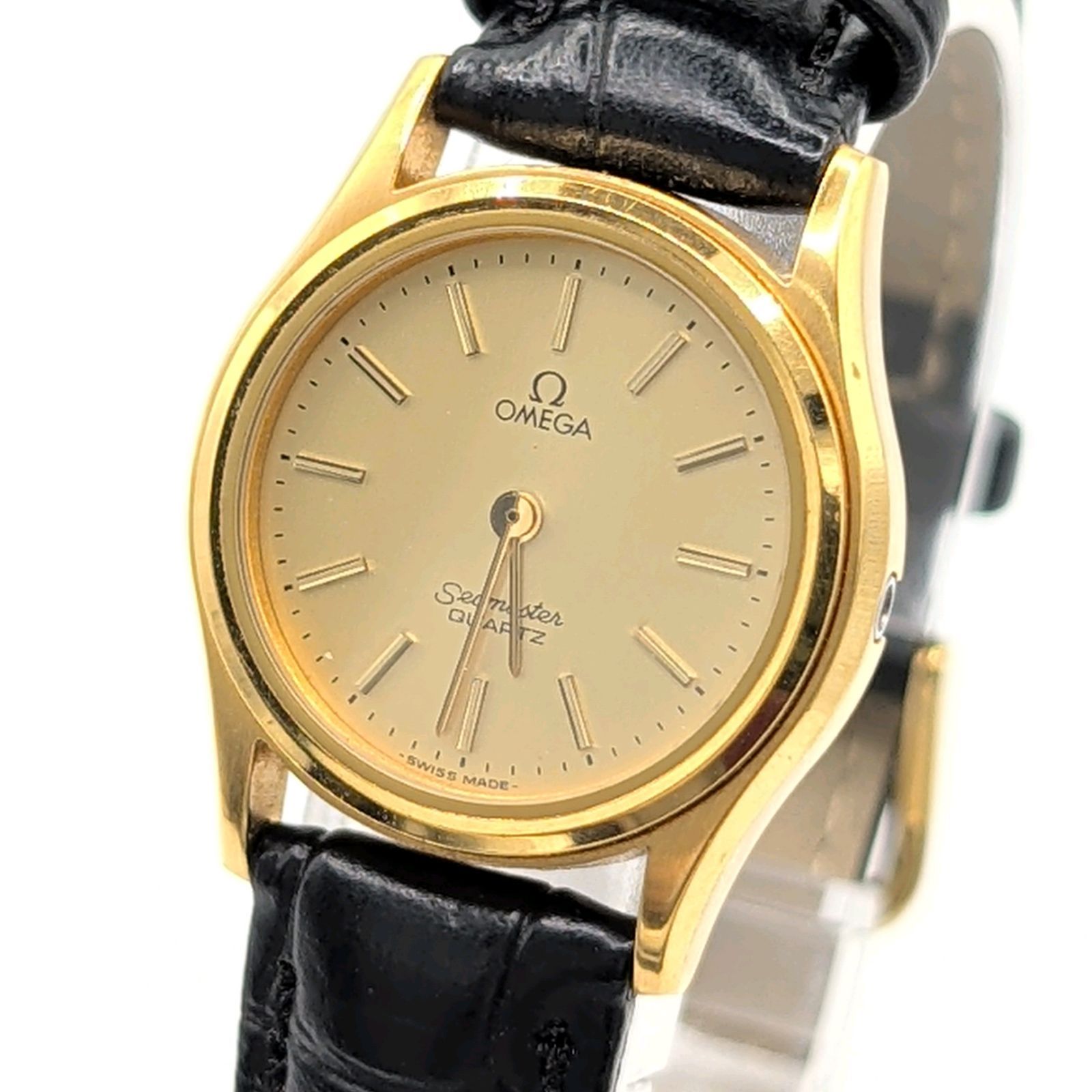 OMEGA Seamastaer Watch Quartz Ladies Round Gold Y2K 00S Vintage オメガ シーマスター 時計 クオーツ レディース ラウンド ゴールド ヴィンテージ アンティーク 不動品