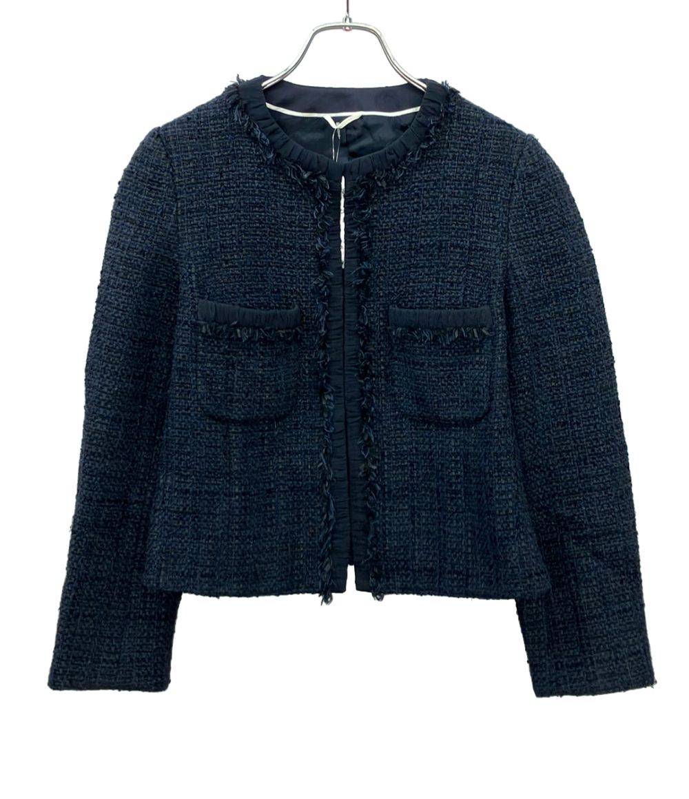 美品 アナイ ノーカラーツイードジャケット レディース SIZE 38 (S
