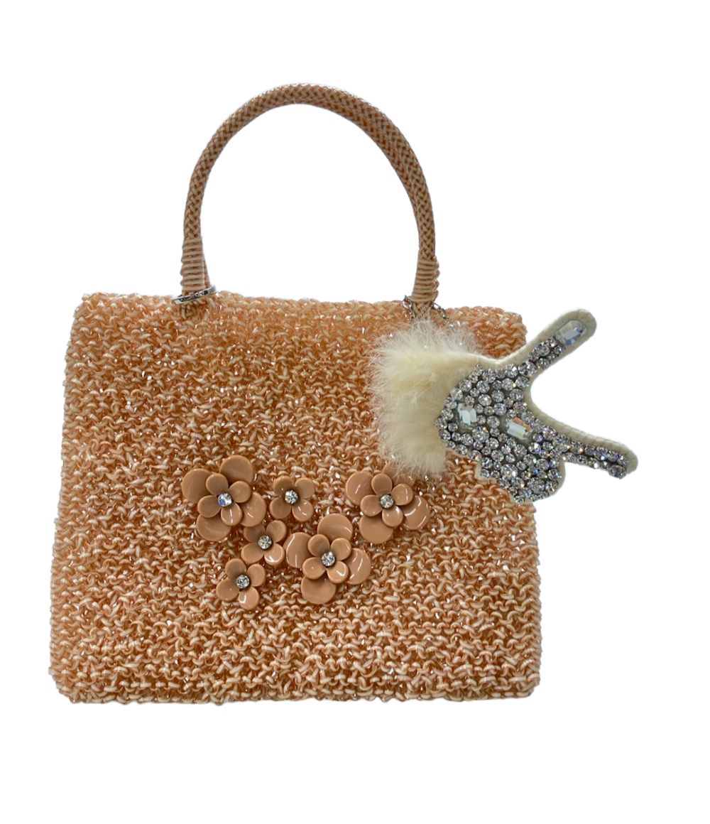 美品✨️アンテプリマ＊* フラワーハンドル ピンクベージュ バッグ 美品 アンテプリマ ハンドバッグ ワイヤーバッグ 花 フラワー